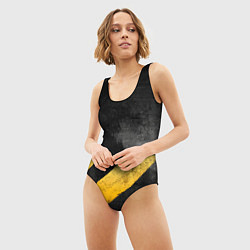 Купальник-боди 3D женский Желтые предупреждающие полосы, цвет: 3D-принт — фото 2