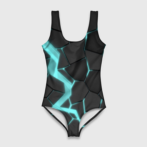 Женский купальник-боди Голубой неон / 3D-принт – фото 1