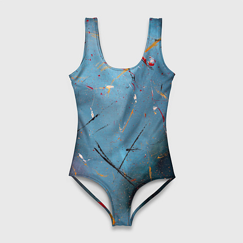 Женский купальник-боди Тёмно-синий абстрактный туман и краски / 3D-принт – фото 1