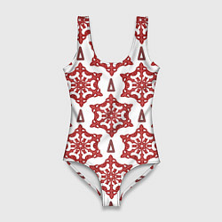 Купальник-боди 3D женский Треугольник и круглый орнамент, цвет: 3D-принт