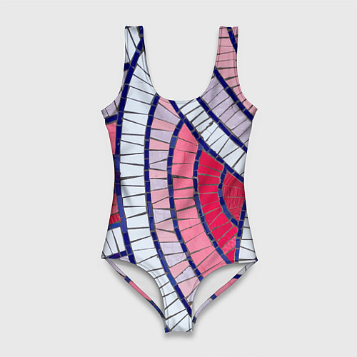 Женский купальник-боди Абстрактная белая-фиолетовая-красная текстура / 3D-принт – фото 1