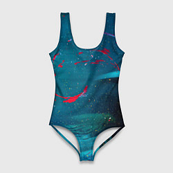 Купальник-боди 3D женский Абстрактные туман и розовые краски, цвет: 3D-принт