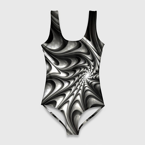 Женский купальник-боди Abstract fractal grey / 3D-принт – фото 1