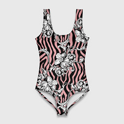Купальник-боди 3D женский Floral pattern - vanguard, цвет: 3D-принт
