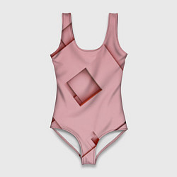 Купальник-боди 3D женский Розовые абстрактные перемешанные фигуры, цвет: 3D-принт