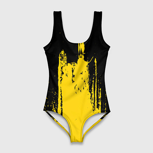 Женский купальник-боди Фонтан бурлящей желтой краски / 3D-принт – фото 1