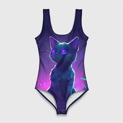 Женский купальник-боди Неоновая кошечка / 3D-принт – фото 1