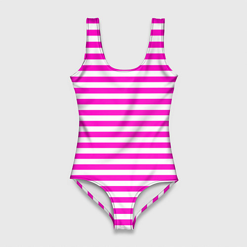 Женский купальник-боди Ярко-розовые полосы / 3D-принт – фото 1