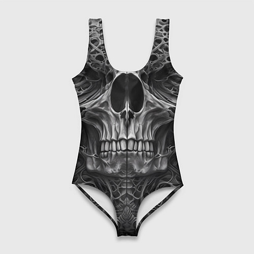 Женский купальник-боди Череп в стиле Гигера / 3D-принт – фото 1