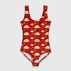 Купальник-боди 3D женский Облака Сакура Звезды, цвет: 3D-принт