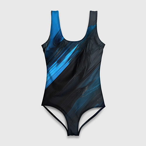 Женский купальник-боди Синяя краска на черном фоне / 3D-принт – фото 1