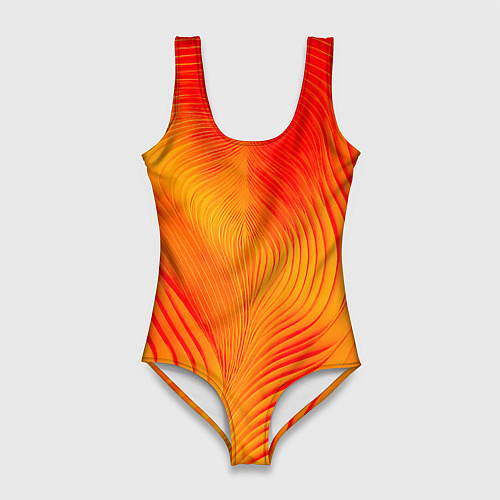 Женский купальник-боди Фантазия в красном и желтом / 3D-принт – фото 1