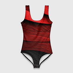 Купальник-боди 3D женский Шероховатая красно-черная текстура, цвет: 3D-принт