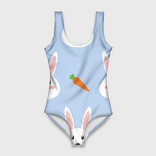 Женский купальник-боди Зайчики и морковки / 3D-принт – фото 1