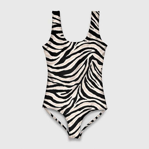 Женский купальник-боди Полосатая шкура зебры, белого тигра / 3D-принт – фото 1