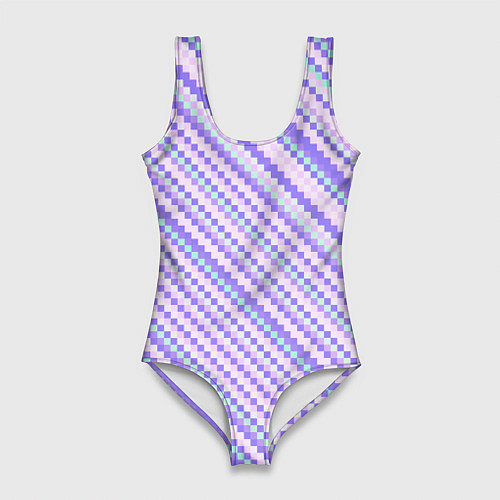 Женский купальник-боди Полосы пиксели розовый / 3D-принт – фото 1