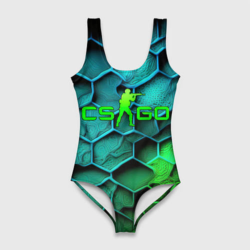 Женский купальник-боди CS GO green blue / 3D-принт – фото 1