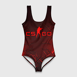 Купальник-боди 3D женский CSGO logo dark red, цвет: 3D-принт