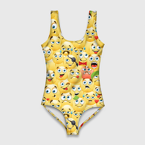 Женский купальник-боди Смайлики - эмоции / 3D-принт – фото 1