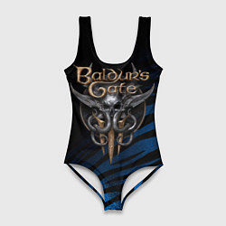 Женский купальник-боди Baldurs Gate 3 logo blue geometry