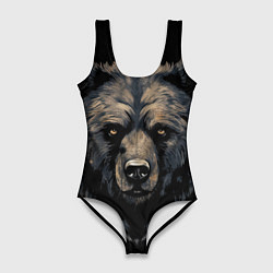 Купальник-боди 3D женский Крупный медведь, цвет: 3D-принт