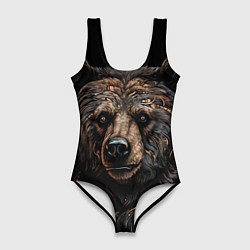 Купальник-боди 3D женский Медведь крупный, цвет: 3D-принт
