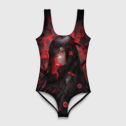 Купальник-боди 3D женский Anime girl - black and red, цвет: 3D-принт