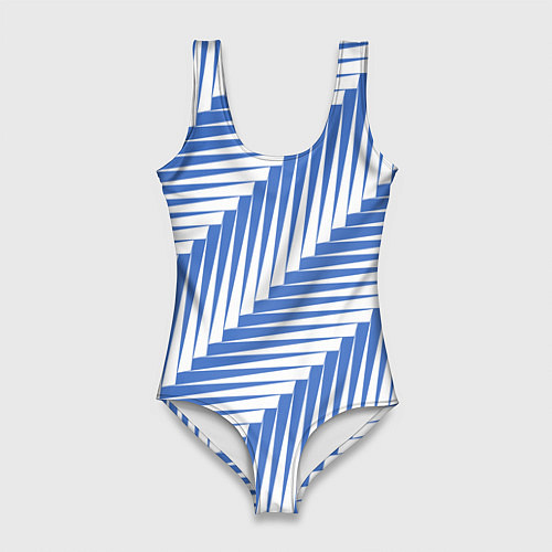 Женский купальник-боди Голубая белая диагональ / 3D-принт – фото 1