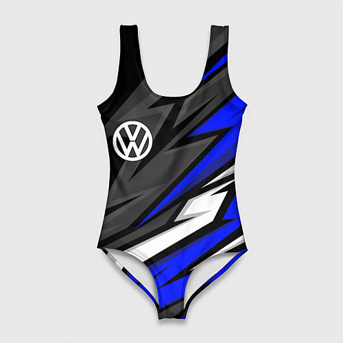 Женский купальник-боди Volkswagen - Синяя абстракция / 3D-принт – фото 1