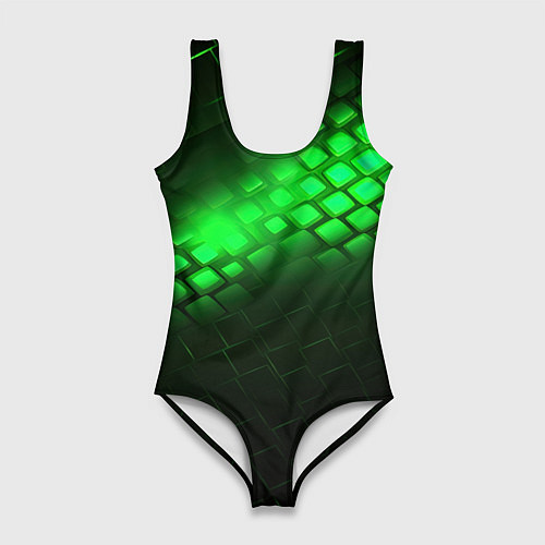 Женский купальник-боди Неоновые зеленые пластины / 3D-принт – фото 1