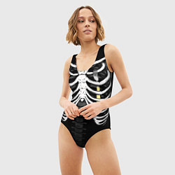 Купальник-боди 3D женский Скелет: ребра с вилкой, цвет: 3D-принт — фото 2