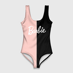 Женский купальник-боди Барби - сплит нежно-персикового и черного