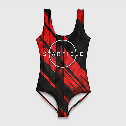 Женский купальник-боди Starfield logo red black background / 3D-принт – фото 1