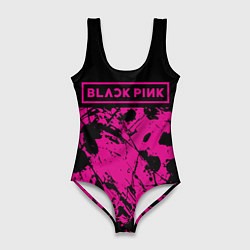Купальник-боди 3D женский Black pink - emblem - pattern - music, цвет: 3D-принт