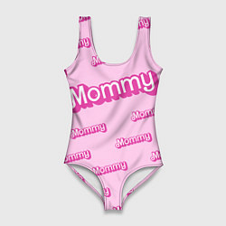 Женский купальник-боди Мамочка в стиле барби - паттерн розовый