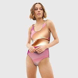 Купальник-боди 3D женский Розовый с золотом абстрактный фон, цвет: 3D-принт — фото 2