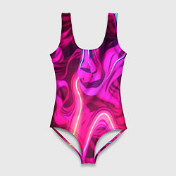 Женский купальник-боди Pink neon abstract