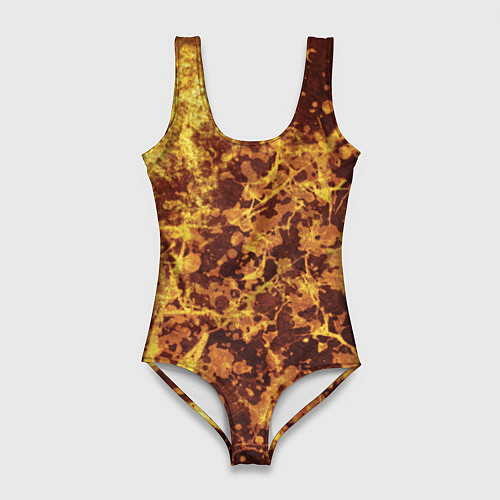 Женский купальник-боди Абстракция - желтый антрацит / 3D-принт – фото 1