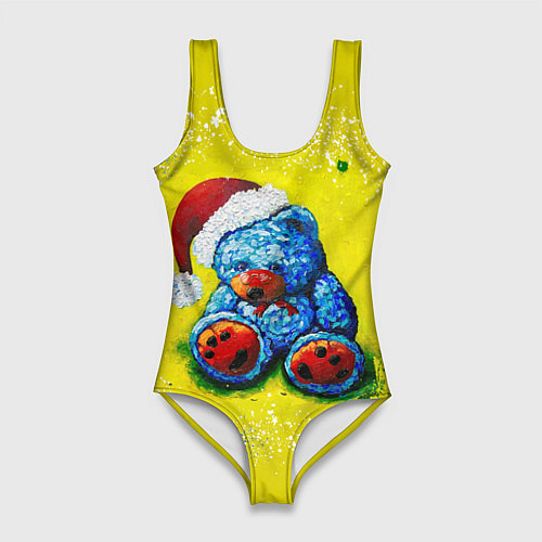 Женский купальник-боди Плюшевый синий Санта / 3D-принт – фото 1