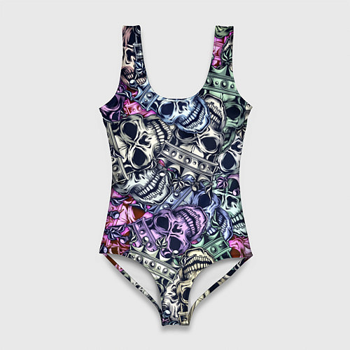 Женский купальник-боди Черепа с короной паттерн / 3D-принт – фото 1