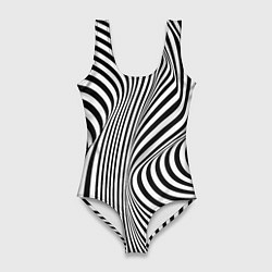 Купальник-боди 3D женский Цвета зебры оптическая иллюзия, цвет: 3D-принт