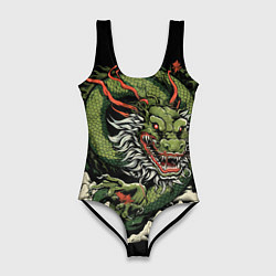 Женский купальник-боди Символ года зеленый дракон