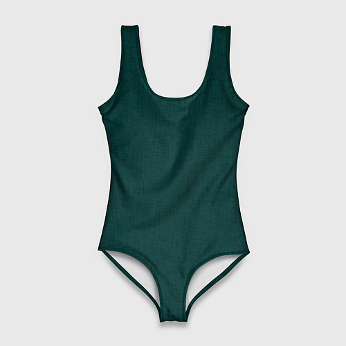 Женский купальник-боди Тёмно-зелёный однотонный текстура / 3D-принт – фото 1