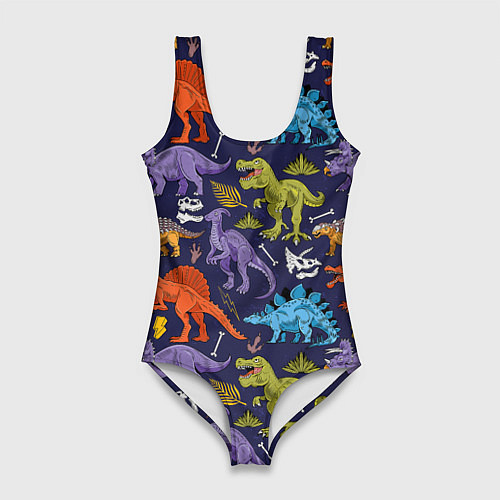 Женский купальник-боди Мультяшные динозавры / 3D-принт – фото 1