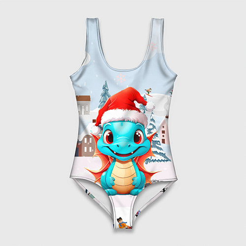 Женский купальник-боди Дракон рождественских чудес / 3D-принт – фото 1