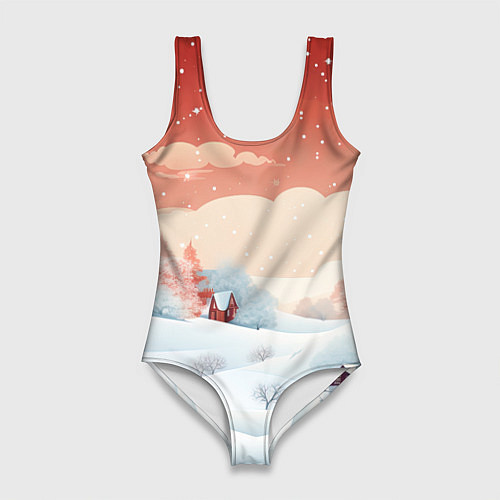 Женский купальник-боди Зимняя сказка на пороге / 3D-принт – фото 1