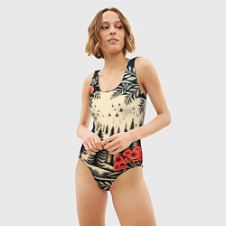 Купальник-боди 3D женский Новогодний лес с узорами, цвет: 3D-принт — фото 2