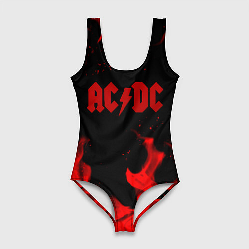 Женский купальник-боди AC DC огненный стиль / 3D-принт – фото 1