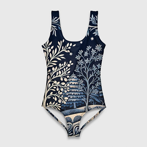 Женский купальник-боди Ледяные узоры нового года / 3D-принт – фото 1