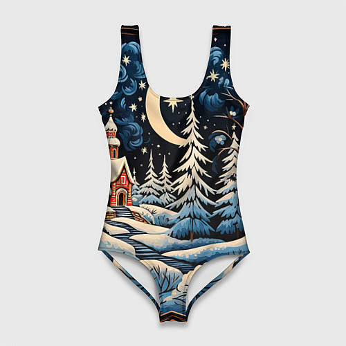 Женский купальник-боди Морозное утро / 3D-принт – фото 1